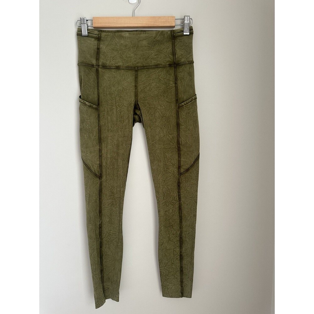Lululemon Fast and Free Tight Women Size 6 Ice Dye Green Leggings Yoga Running